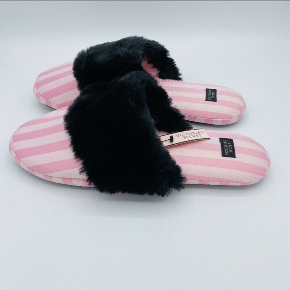 Victoria Secret NWT vintage classic pink stripe slipper L
